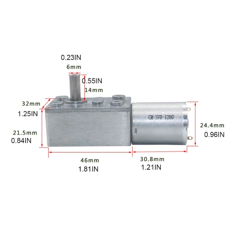 

High Torque Speed Reducer for Mini Geared Motor JGY370 6V/12V24V Reversible Low Speed Worm Gear Motor 2 RPM to 375 RPM R9UF