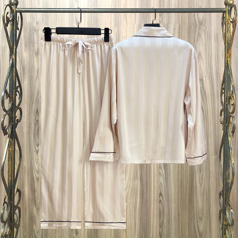 Новинка осенняя Пижама женские шелковые брюки с длинным рукавом ледяной шелк