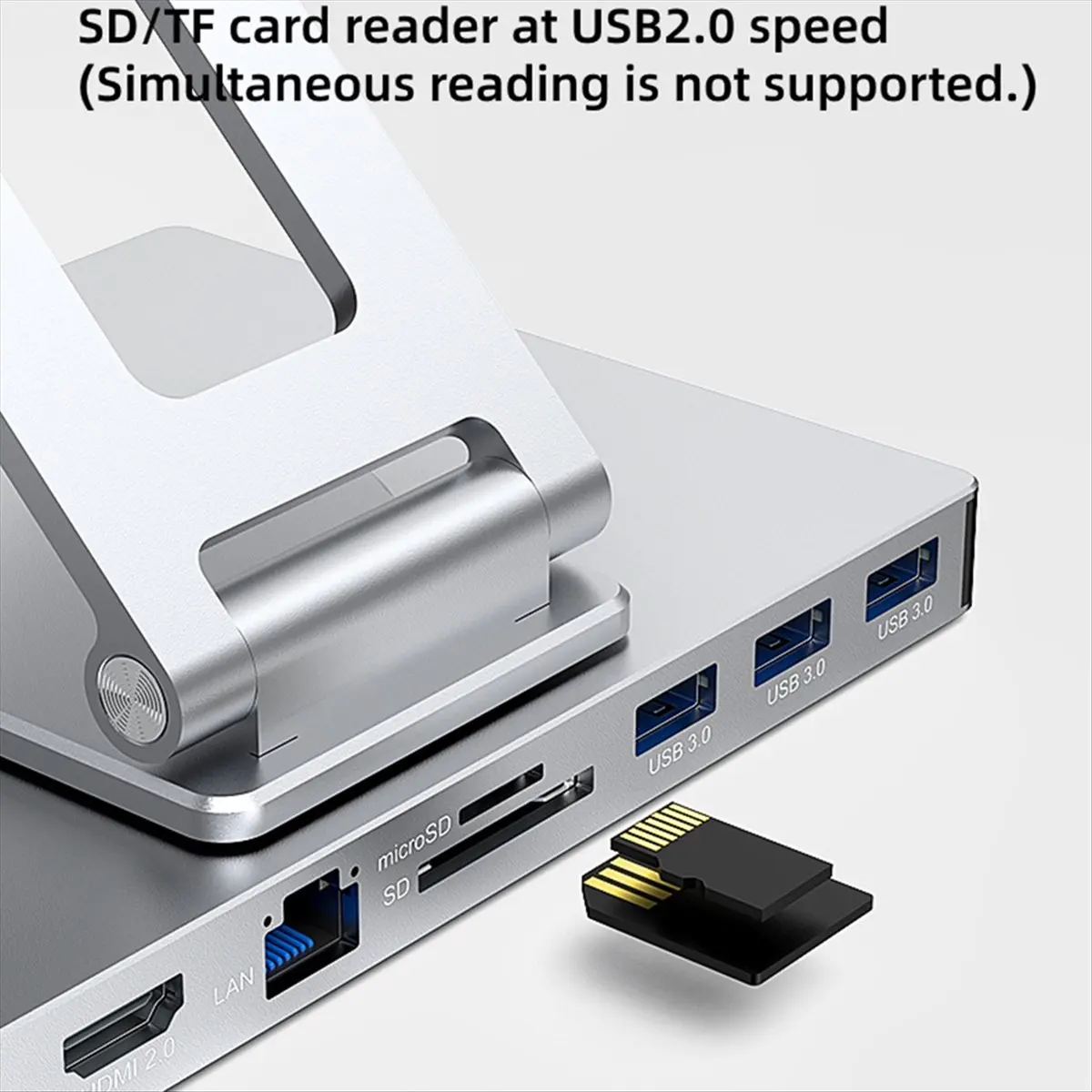 Многофункциональный USB-C хаб popop 9 в 1 с поворотом на 360° °   Вращающаяся подставка с поддержкой HDMI, 4K60Hz, PD 100W, USB 5Gbps, SD, TF, Aux 3.5 мм для планшетов iPad Pro (art.: 3920dbdeb9ee4) - 3920dbdeb9ee4