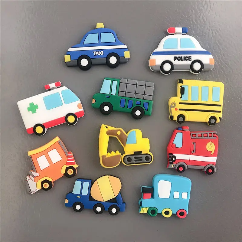 10Pcs/Lot Cartoon Car Fridge Magnet for Children Home Decoration Strong Animal Fruit Magents for Refrigerator Decor for Kitchen