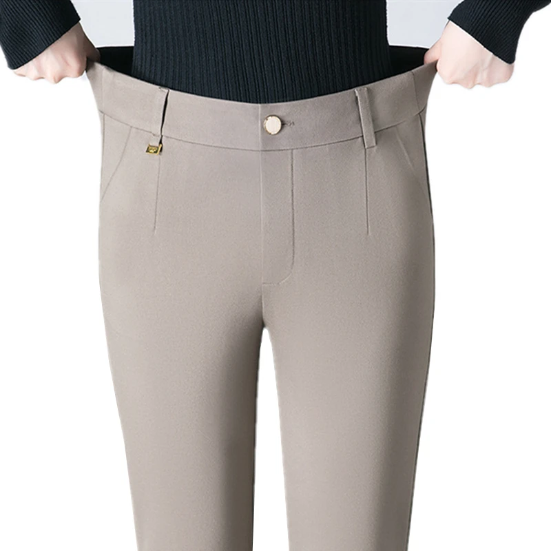 Черные женские брюки азиатского размера с эластичным поясом модные повседневные