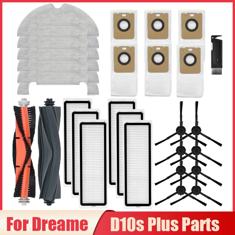 

Accessories For Dreame D10s Plus Vacuum Cleaner Replacement Dust Bags Side / Silicone Brush Parts Hepa Filter Mop Cloth Rags