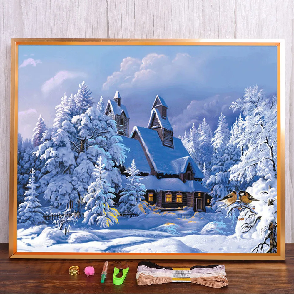 

Landscape Printed Fabric 11CT Cross-Stitch Full Kit Embroidery DMC Threads Sewing Knitting Painting Handmade Package Adults