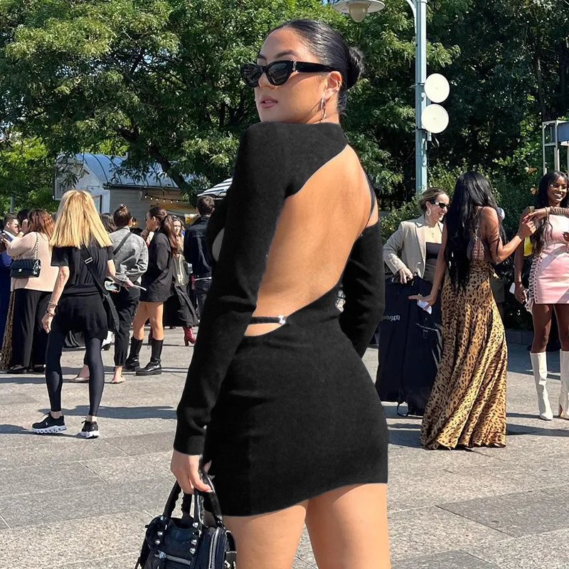 Long Sleeve Sexy Backless Party Dress for Women Clothes Club Elegant Gown Hot Midi Dresses Vestido Fashion Outfits