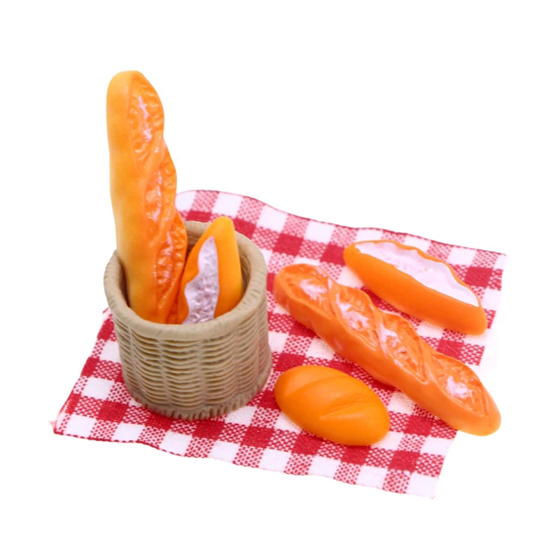 

1 Набор 1:12 миниатюрный домик для кукольного хлеба с кремом хлебом с корзиной для хранения Корзина для пикника Декор Кукольный дом кухонные аксессуары