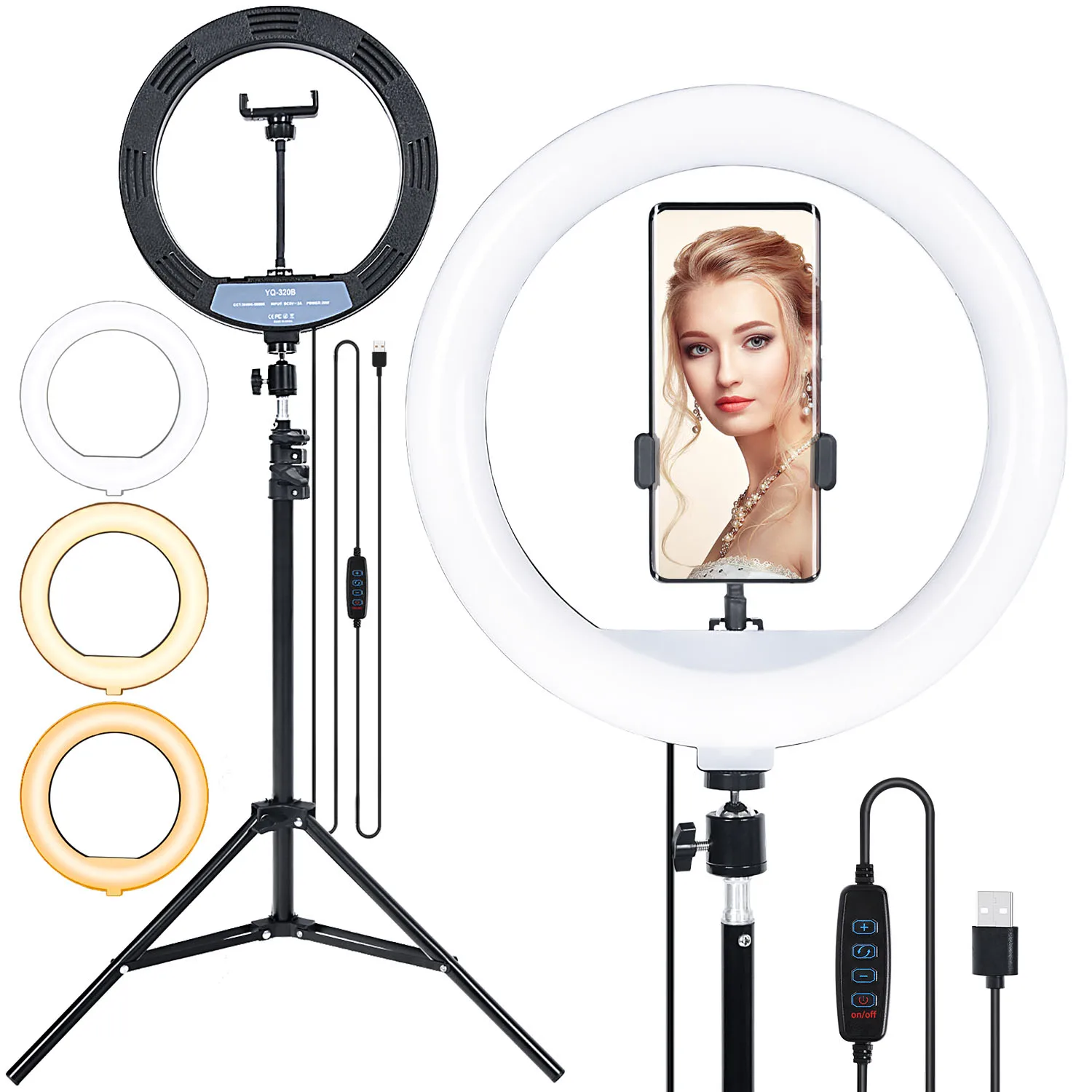 

Fosoto Photography 12 Inch LED Ring Light 3000-5800k Dimmable Ring Lamp Lighting With Tripod For Selfie Makeup Video