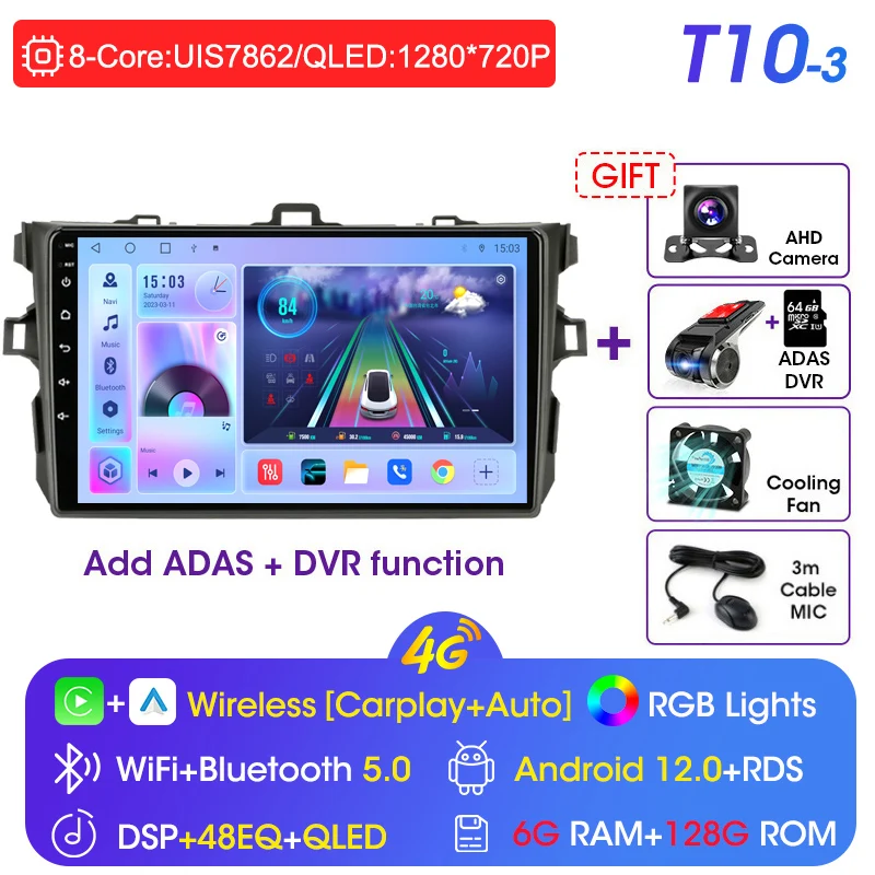

Автомобильная магнитола JMCQ 9 "Android 12,0 для Toyota Corolla E140/150 2007 2008 2009 2010 2011 2012 2013 мультимедийный плеер 2 Din головное устройство