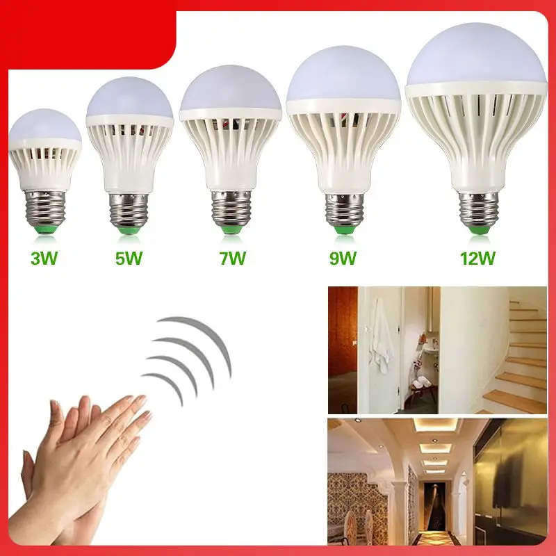 

E27 AC 220V 9W LED Sound Voice Control Sensor Light Globe Bulb Lamp White