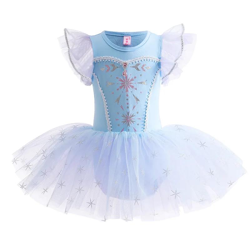 

Kids Girls Mesh Tutu Ballet Dance Costume Sequins Gymnastics Leotard Ballerina Dancewear Halloween Stage Princess Dancing Dress