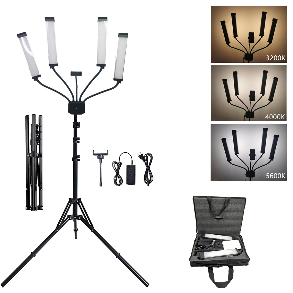 

Photographic Lighting video Studio 65W Led Ring Four Arm Lamp Lash Light With Tripod Stand For Eyelash Beauty Photo Video