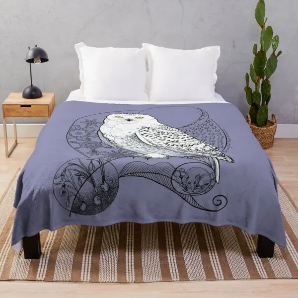 

Owl Flannel Throw Blanket Hand Drawn Abstract Style King Full Size for Bed Sofa Couch Living Room Blanket Super Soft Lightweight