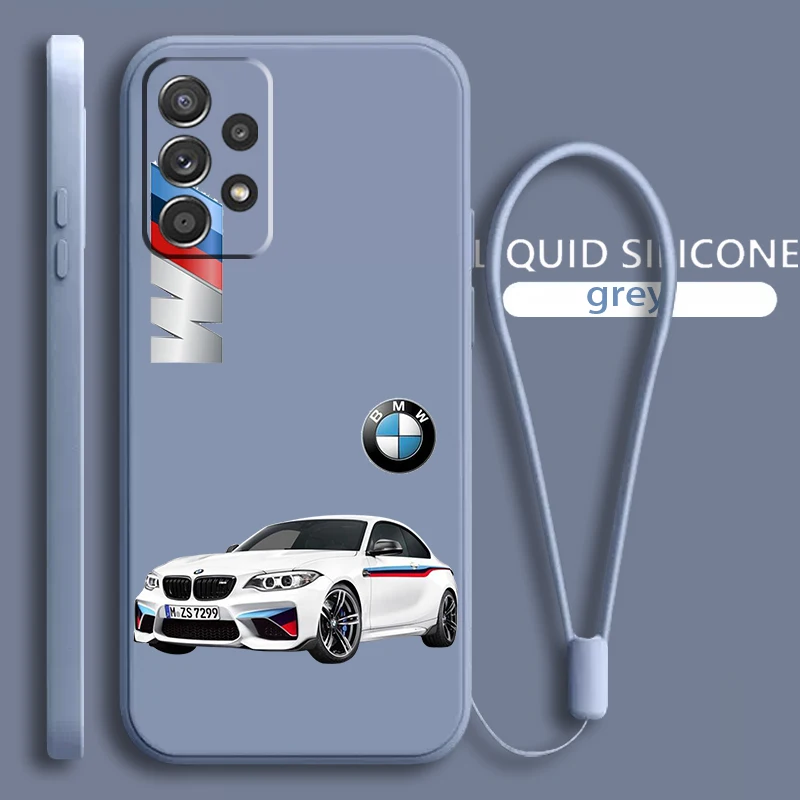 

Red Blue Bmw Car For Samsung Galaxy A73 A54 A34 A53 A33 A52 A32 A22 A71 A51 A21S A03S 4G 5G Liquid Rope Phone Case Coque Capa