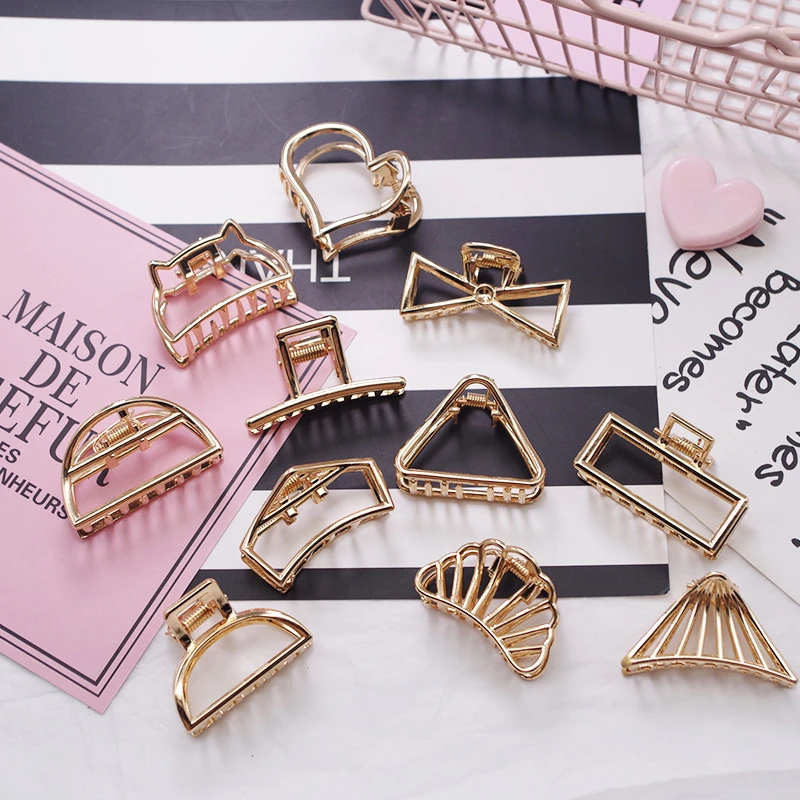 

INS Simple Golden Hairpin Europe United States All-match Small Temperament Sweet Girl Grab Clip Claw Hair Jewelry Accessories