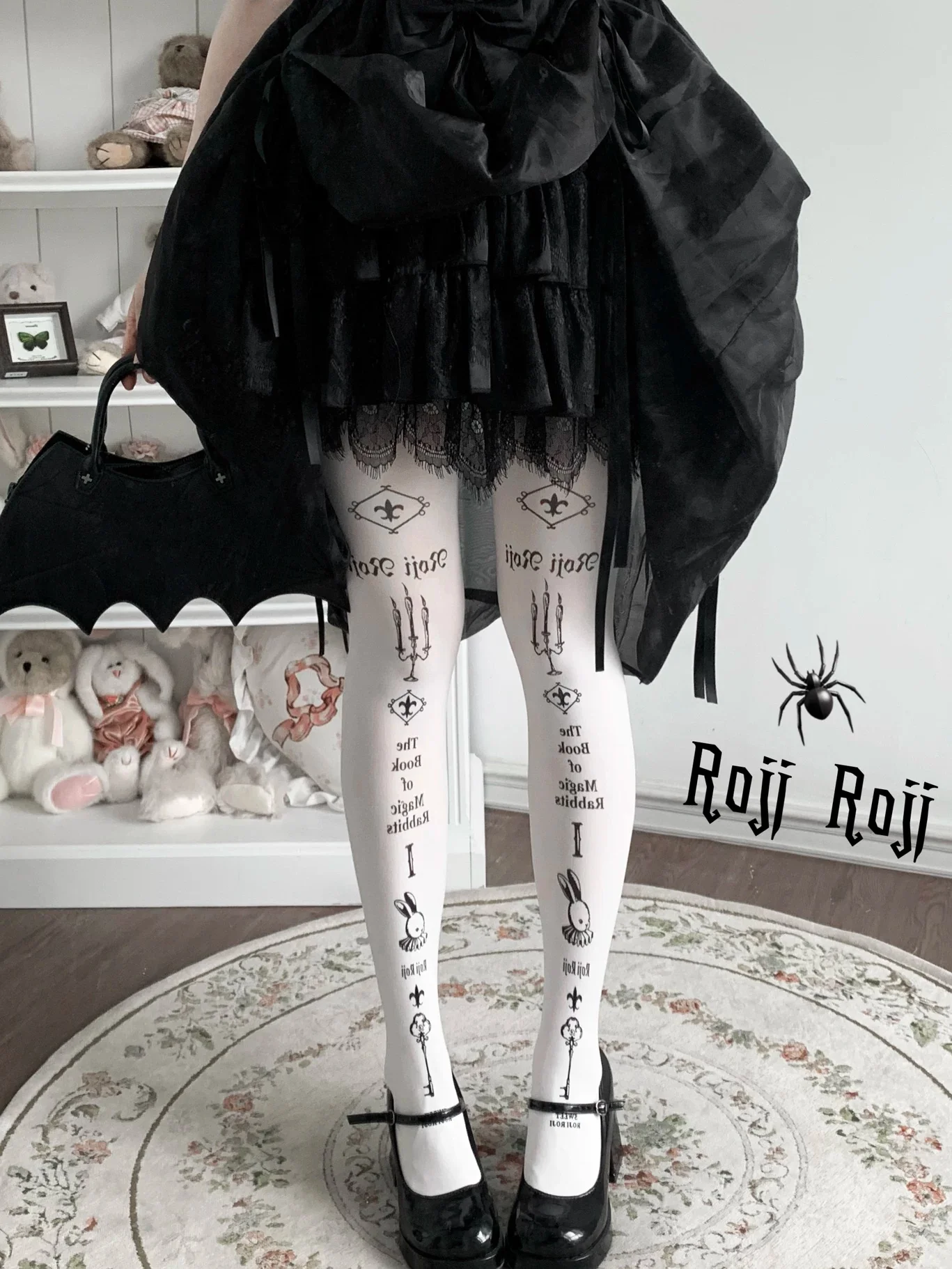 Фото Новые носки Magic Rabbit Lolita 2026: женские, весенне-летние, бархатные, утягивающие, в японском стиле Харадзюку, с принтом, белые, шелковые колготки №4