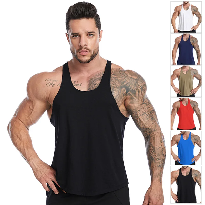 Купи Fitness Sleeveless Vest Gym Clothing Bodybuilding Cotton Gym Tank Tops Men Undershirt Musculation Sport Singlets Muscle Vest за 391 рублей в магазине AliExpress