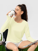 women fitness yoga shirt loose long sleeve upf50 outdoor running t shirt solid color breathable gym top sun protection clothes