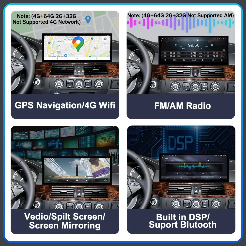 Фото 12,3-дюймовый ультратонкий экран Android 14 BT для BMW 5 серии E60 E61 E62 2004 2005 2006 2007 2008 CIC CCC System 4G Автомобильный радиоприемник Видео Мультимедийный плеер №5