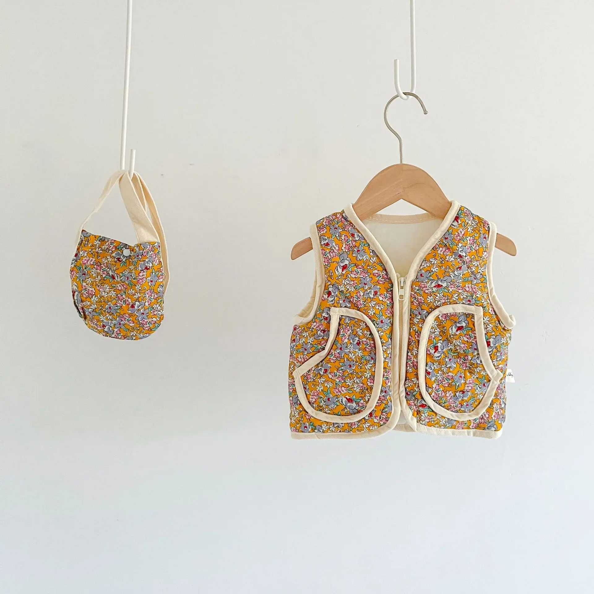 Children Cotton Waistcoats Toddler Jackets Baby Boys Clothes Kid Girl Autumn Winter Vest Newborn Warm Cardigan+bag