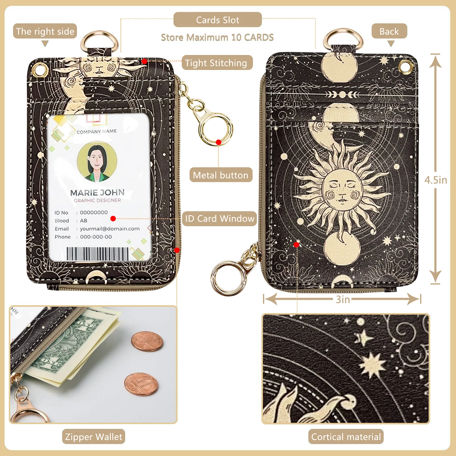 Кошелек на шнурке Sun and Moon шнурок в стиле бохо с кошельком держатель для ID бейджей