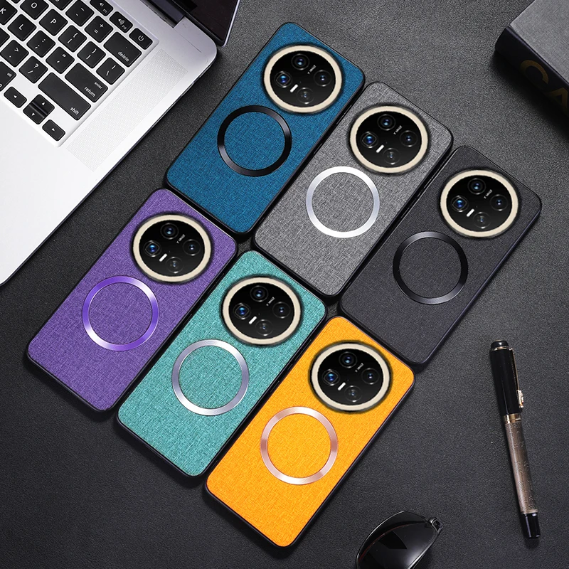 Текстура ткани магнитный чехол с беспроводной зарядкой для Huawei Mate 70 Pura Pro Ultra