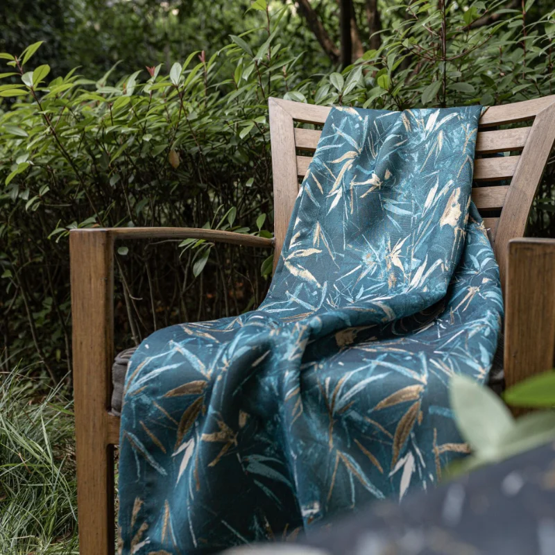 

Modern and Minimalist Chinese Luxury Curtains for Living Room Bedroom Bamboo Leaf Printed Embroidery High-precision Curtain