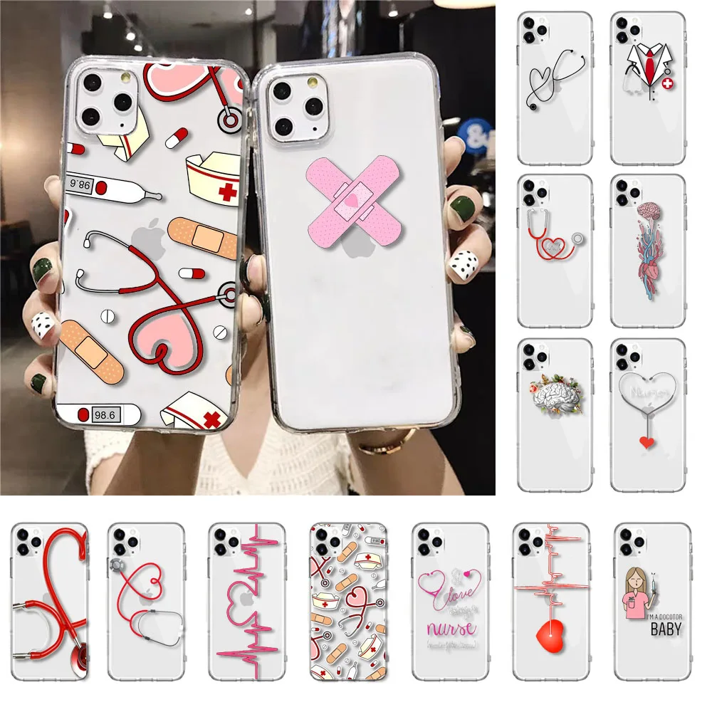 

Cute Cartoon Medicine Doctor Nurse Phone Case For iphone 14 13 Pro Max 12mini 12 11 ProMax XS MAX XR SE2 8 7 plus X