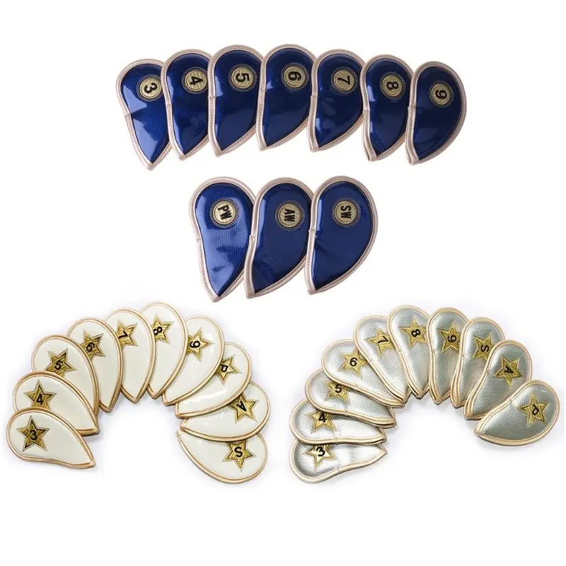 

10Pcs/set PU Leather Golf Iron Cover Iron Head Protect Covers Golf Wedge Headcovers Golf Iron Club Cover with Big Number