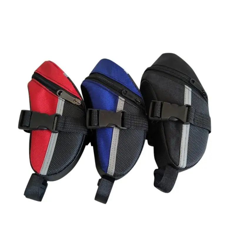 

600d Bicycle Tail Bag Riding Seat Tube Tail Bag Rectangular Reflective Strips Convenient Cycling Bag Quick Release Strap Durable