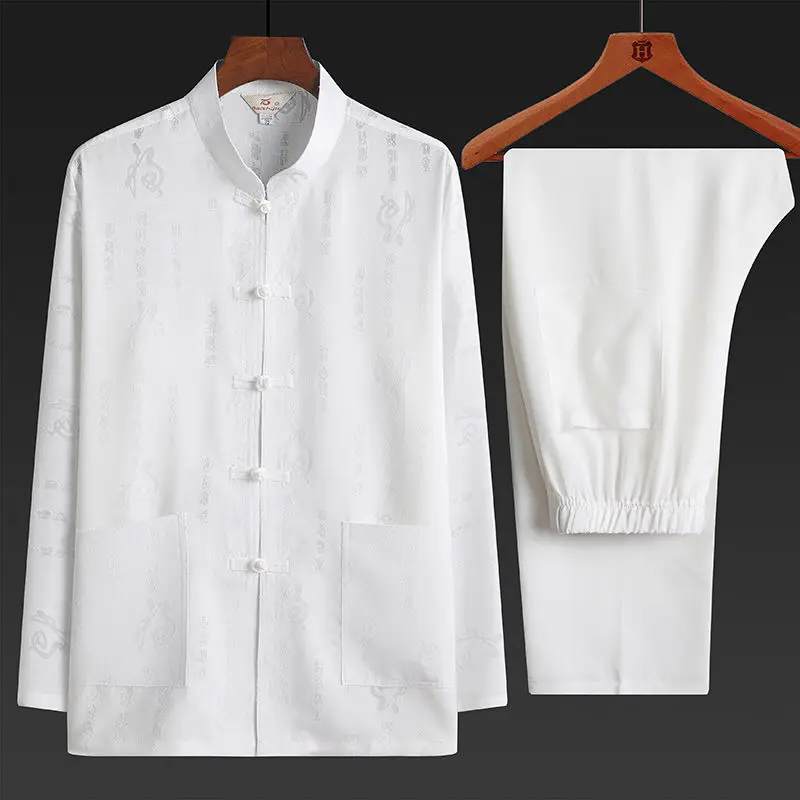 Повседневный мужской костюм Тан с воротником-стойкой и длинным рукавом