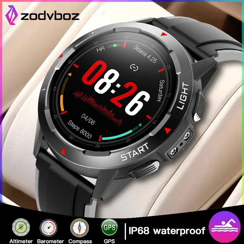 

ZODVBOZ 2022 New GPS Watches Men Altitude Air Pressure Compass Sport Fitness Tracker IP68 Waterproof GPS Positioning Smartwatch