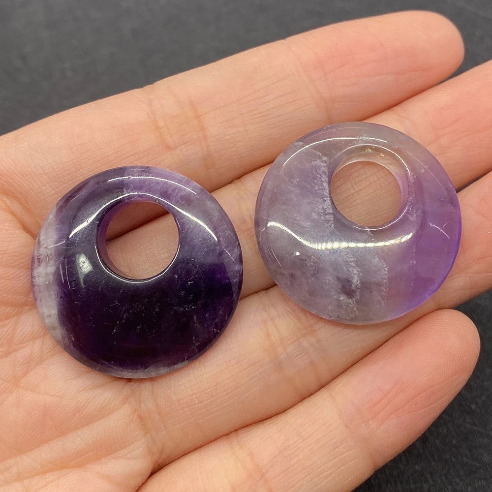 Подвеска из натурального камня Рейки Исцеление Большое отверстие Белый топаз Белый кристалл Аметист Изготовление ювелирных изделий Сделай сам Ожерелье 10 мм.