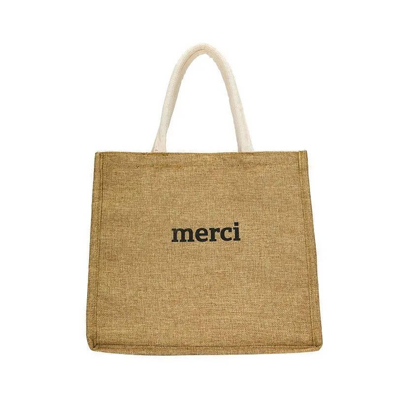 2021 многоразовая хлопковая Льняная сумка-тоут квадратная женская сумка для