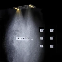 multiple function led bathroom shower accessories rainfall waterfall shower body jetslarge flow thermostatic shower mixer
