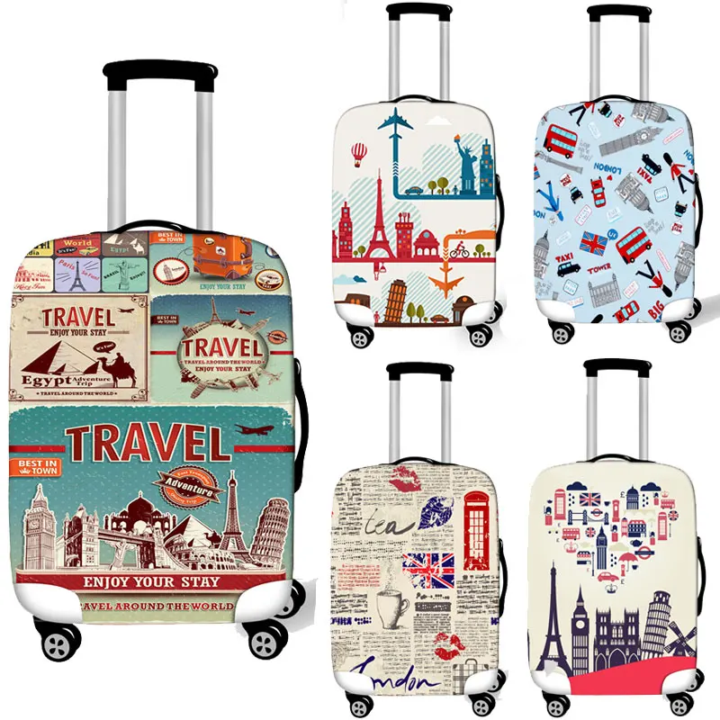 Чемодан для путешествий в британском стиле, женские эластичные чемоданы, Защитные чехлы для багажа, сумки, винтажные Чехлы для рулетки