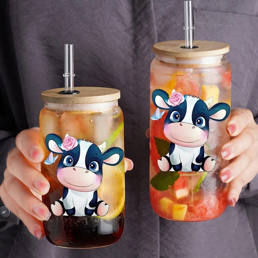 Водостойкая хрустальная декоративная наклейка с изображением коровы для стекла