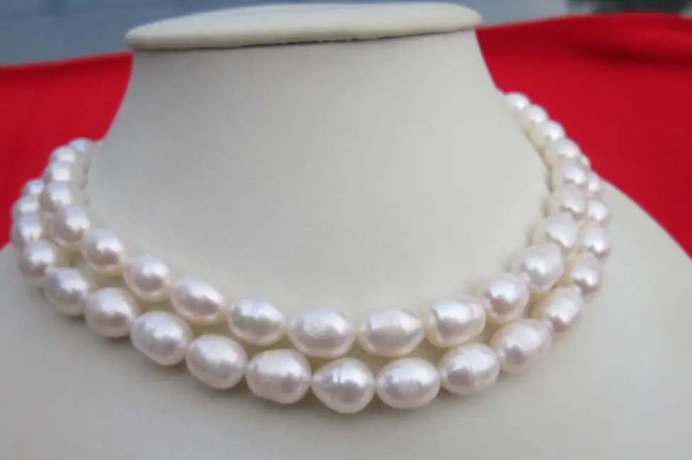 

classic 8-9mm south sea baroque white pearl necklace 32 inch silver buckle