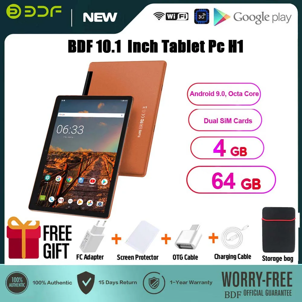 10.1 Inch Tablet Pc Google Play 4GB/64GB Android 9.0 Octa Core 3G Phone Call Pro Tablets WiFi Bluetooth GPS Android 10 Inch Tab