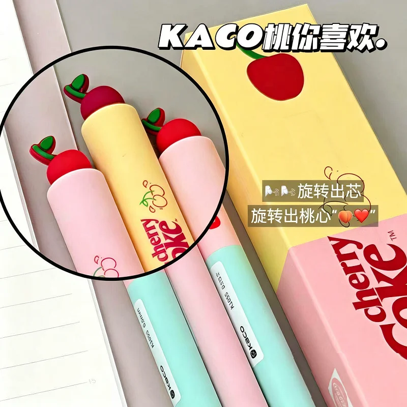 Фото Ручка-роллер KACO FIRST Cherry Coke (совместный выпуск), 0.5 мм, с черными чернилами, большой объем, для студентов, канцелярские товары для офиса №4