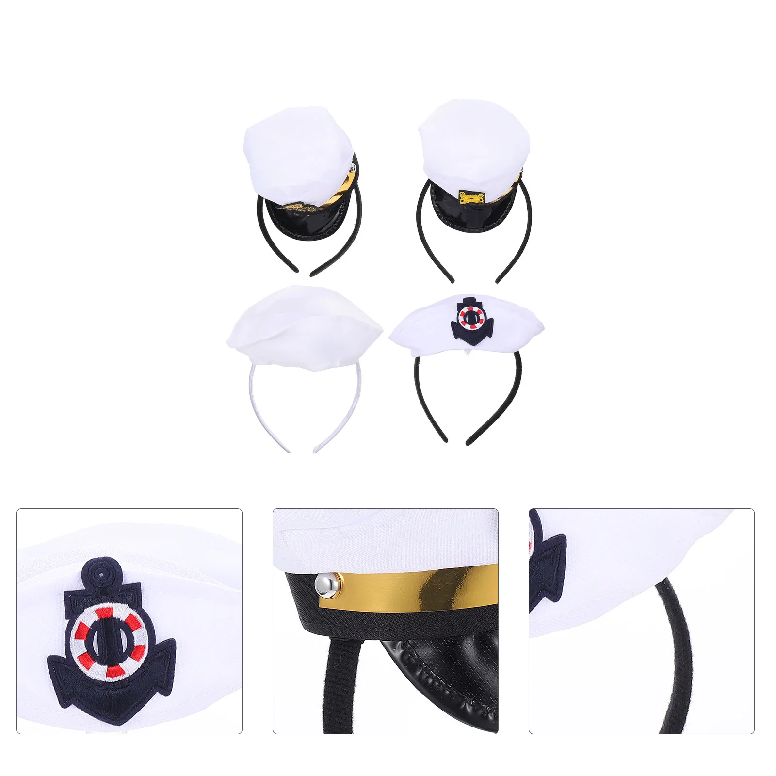 

4 Pcs Navy Hat Headband Hair Accessories Party Hairbands Headbands Sailor Kids Cosplay Chic Wears Caps Supplies Headdress Props