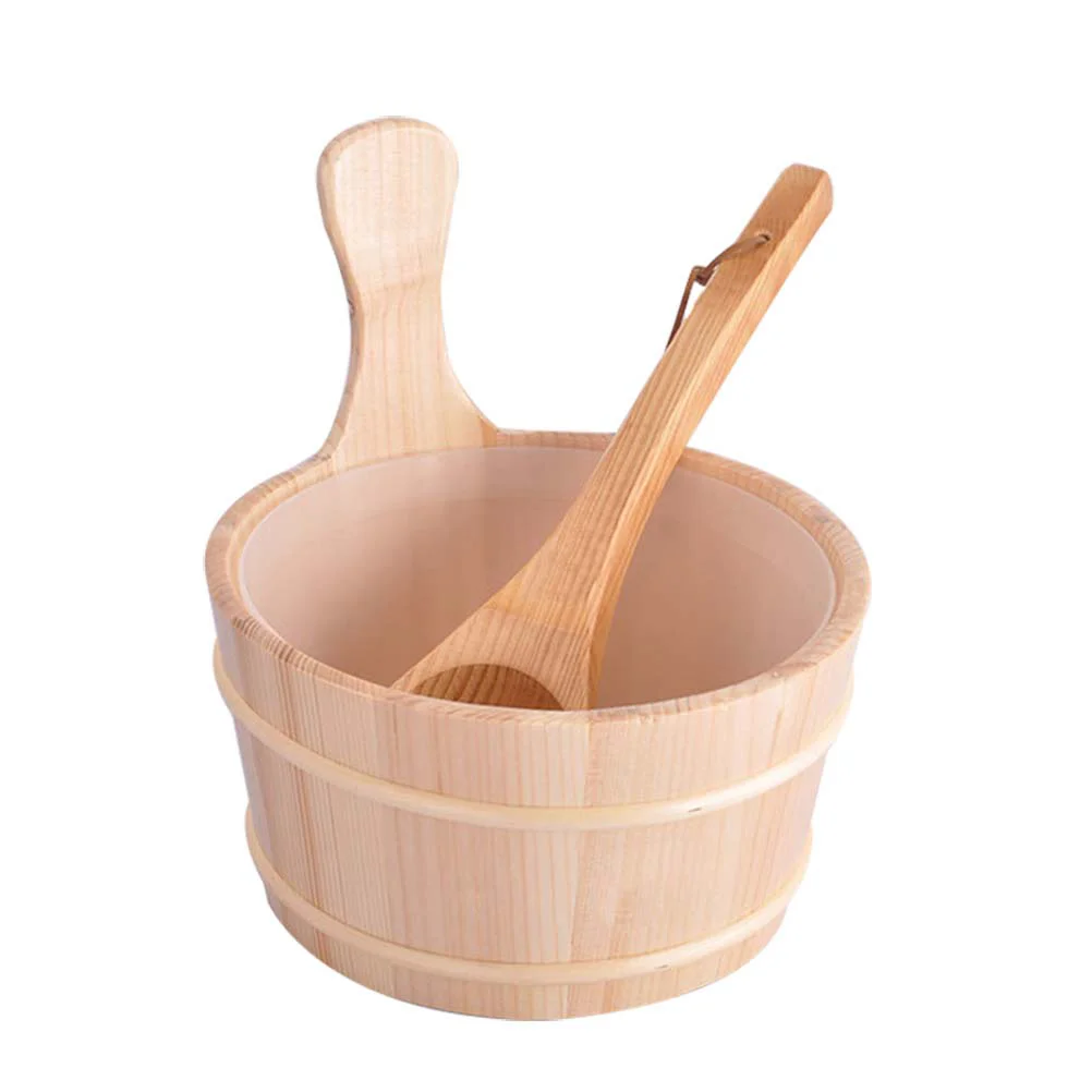 

Sauna Bucketladle Woodenaccessories Spa Wood Pail Spoon Foot Setladel Scoop Kit Bowl Tub Water Bath Bathingshower Soaking Liner