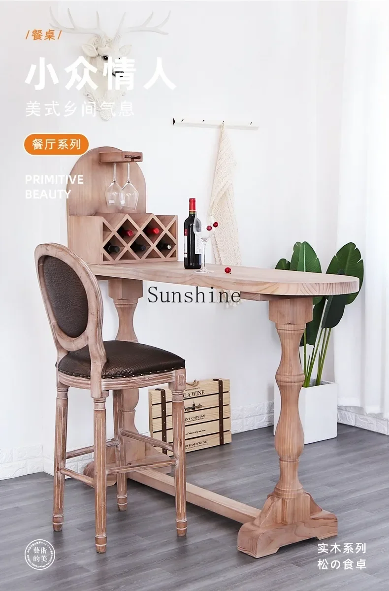 Вход в американском стиле. Винная стойка. Римский барный стол из массива дерева.