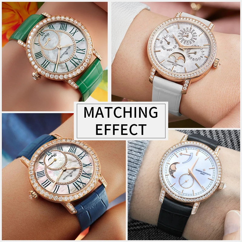 Фото Ультратонкий ремешок из телячьей кожи для Vacheron Constantin Patrimony 2016) Traditionnelle Malte — OEM Fit Pearl Dial Design 19 мм 20 мм №5