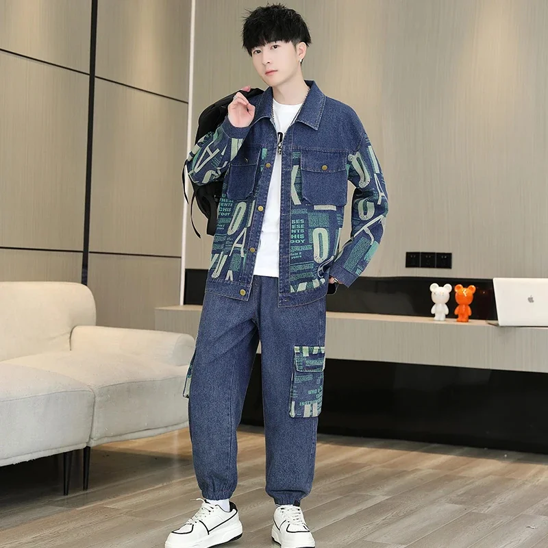 

Спортивный костюм мужской повседневный, джоггеры, спортивная одежда, куртка и штаны, комплект из 2 предметов, уличная одежда для бега в стиле хип-хоп, осень