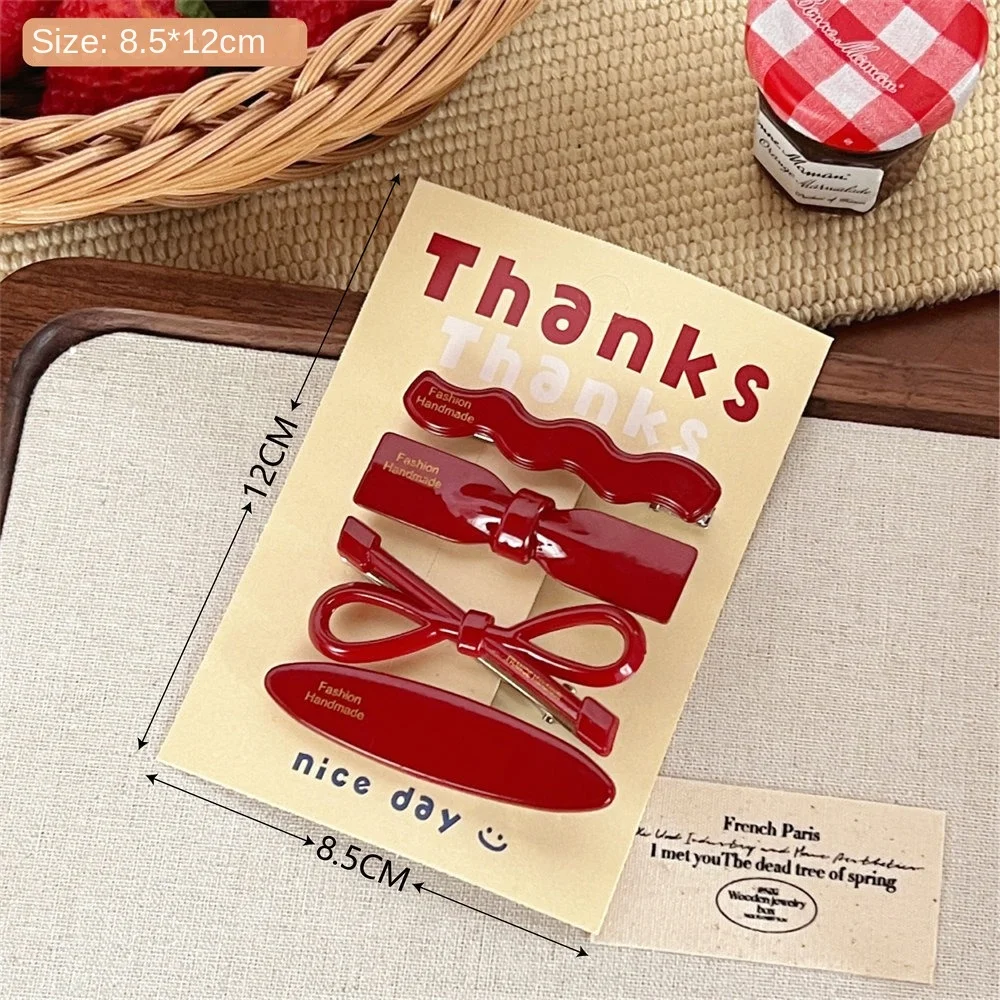 Новинка заколка для волос с бантом красная звезда зажим женский утиной кромкой