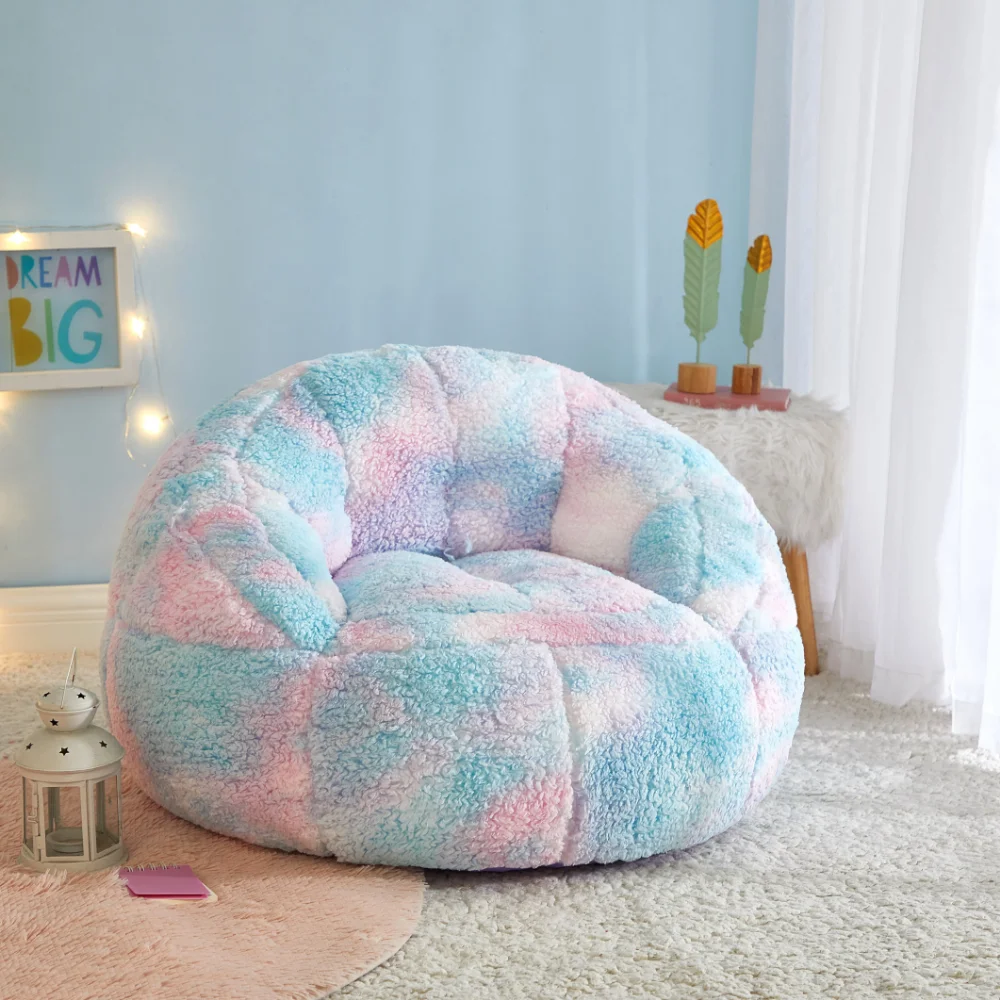 , Pink Blue Memory Foam Stuffed Lounger Chairs For Kids, Adu