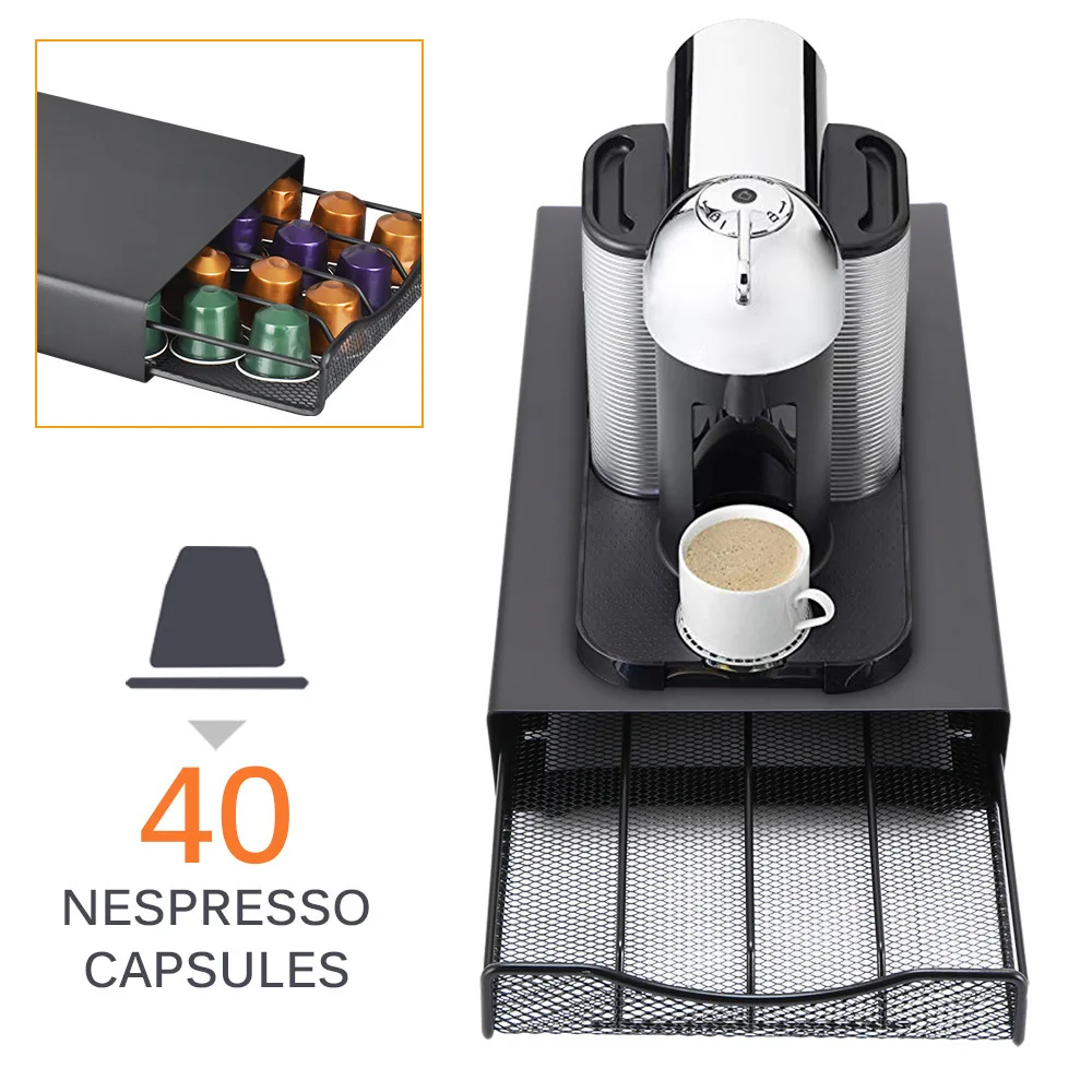 

Support 40Cups Capsule Nespresso Coffee Pod Organizer Metal Cafe Capsules Pod Holder Organizador Drawer Coffeeware Accessories