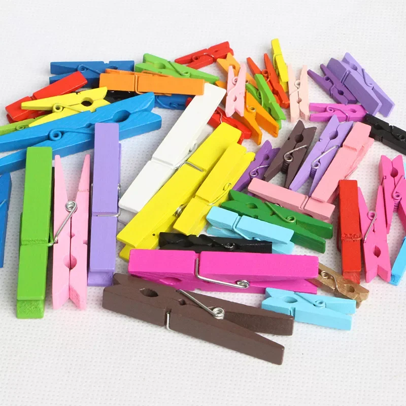 

2019 NEW Smalll size Mini Wooden Clips 25/35/45/72mm Coloful Clips Photo Clips for sheets DTY Clothespin Craft Decor Clips Pegs