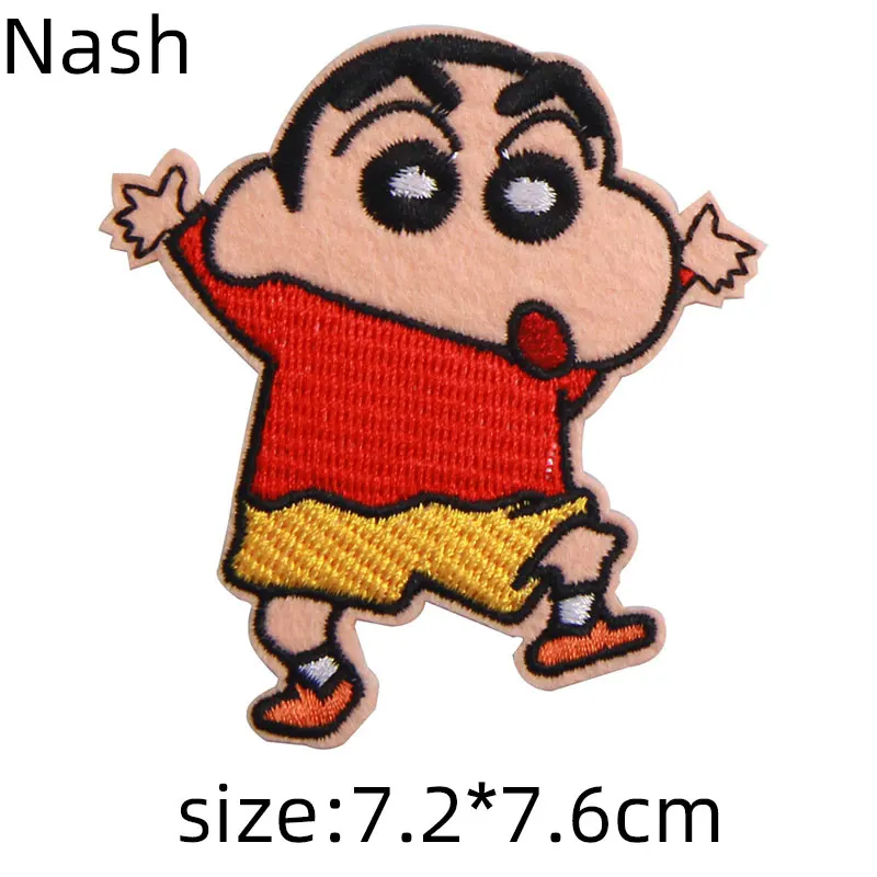 

Crayon Cute Anime Embroidered Patches Clothing Thermoadhesive Patches Fusible Patch on Clothes Cartoon Badges for Children Cheap