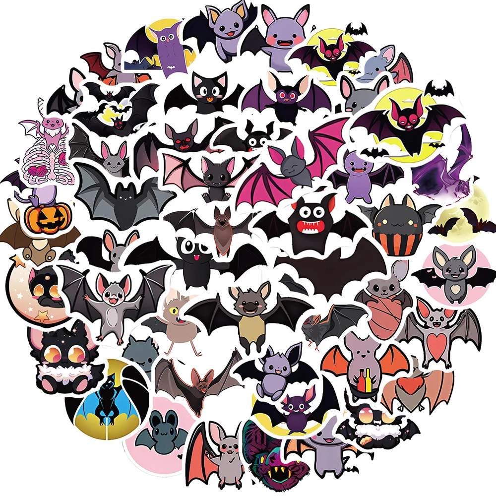 

10/51Pcs Cute Cartoon Bat Stickers Pack for Kids Laptop Scrapbooking Wall Luggage Computer Car Decoration Graffiti Sticker Decal