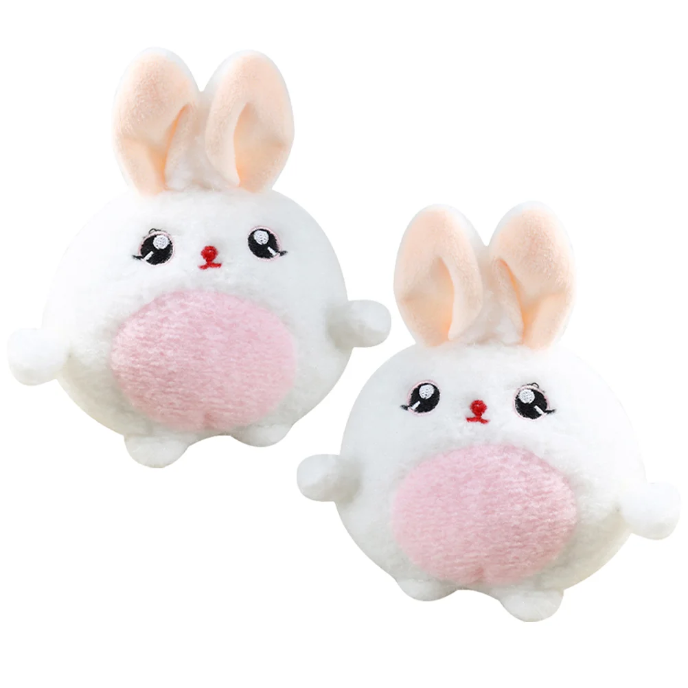 2 Pcs Stuffed Bunnies Plush Decor Fluffy Bunny Keychain Rabbits Foot Keychain Real Rabbit Keychain 2023